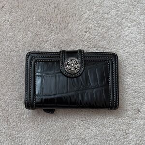 Brighton Black Crocodile Embossed Card Case